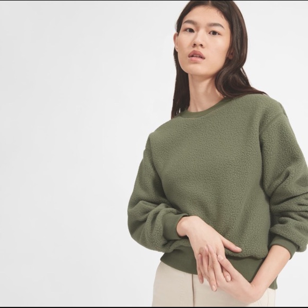 Everlane ReNew Fleece Sweatshirt - Green - XXS